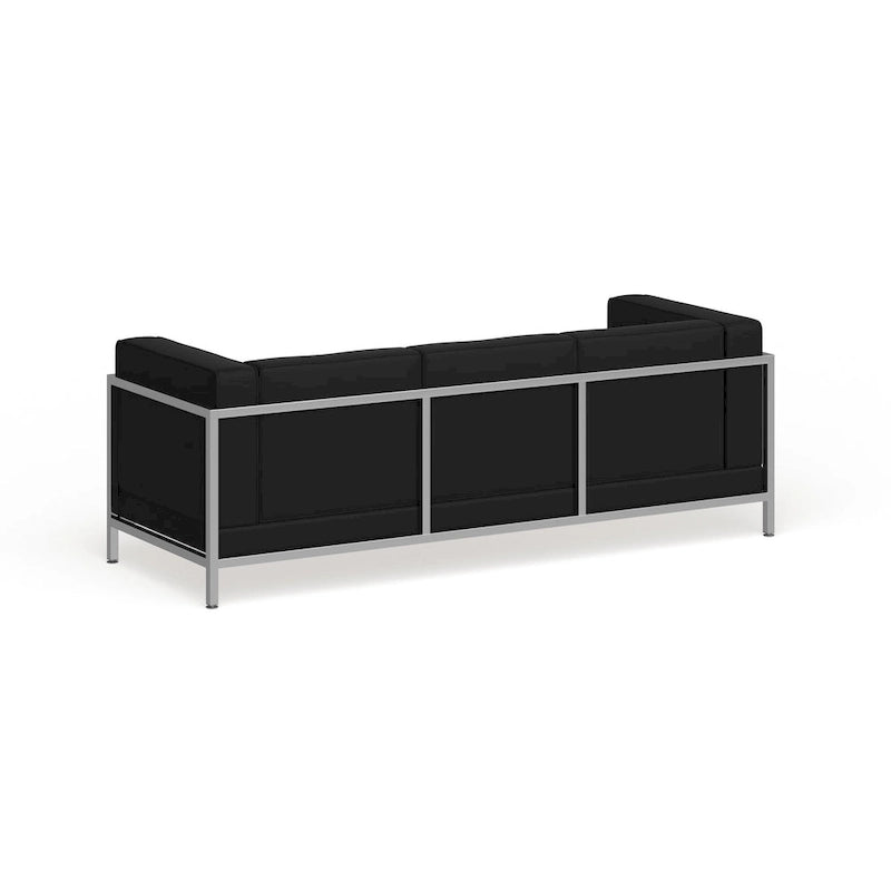 LeatherSoft Modular Sofa with Quilted Tufted Seat and Encasing Frame - 79W x 28.75D x 27.25H