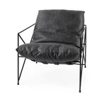 Leonidas Black Faux Leather w/Black Metal Frame Accent Chair