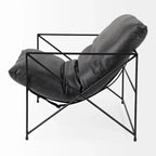 Leonidas Black Faux Leather w/Black Metal Frame Accent Chair
