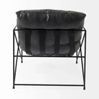 Leonidas Black Faux Leather w/Black Metal Frame Accent Chair