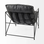 Leonidas Black Faux Leather w/Black Metal Frame Accent Chair