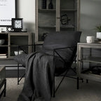 Leonidas Black Faux Leather w/Black Metal Frame Accent Chair