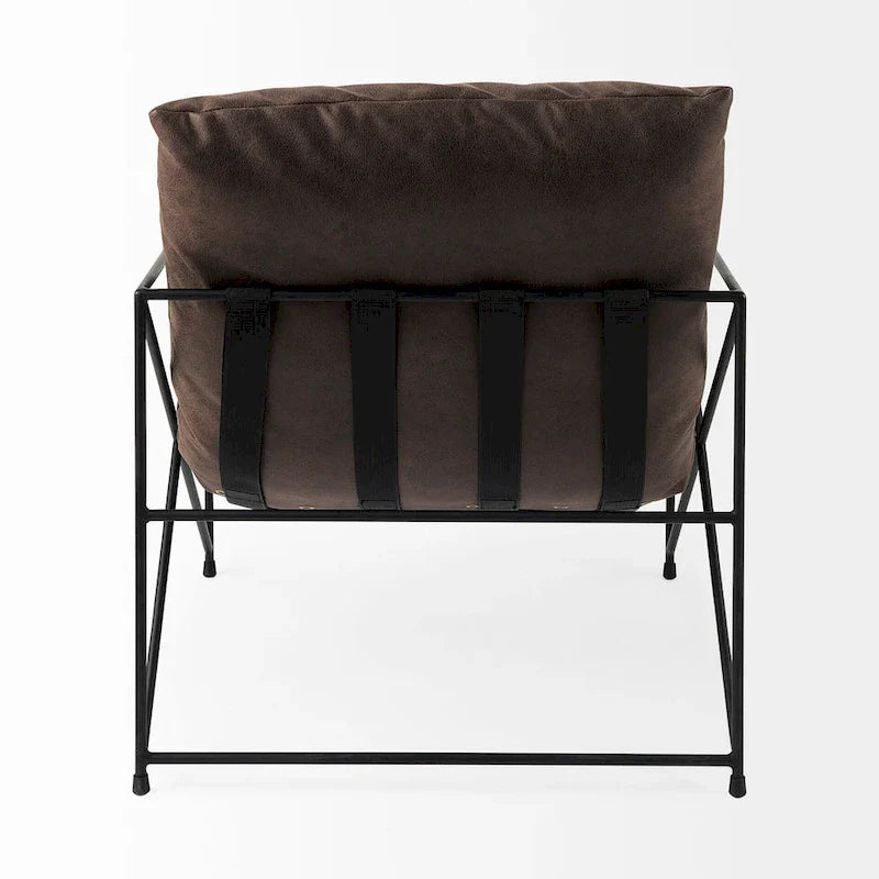 Leonidas Black Faux Leather w/Black Metal Frame Accent Chair