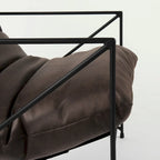 Leonidas Black Faux Leather w/Black Metal Frame Accent Chair