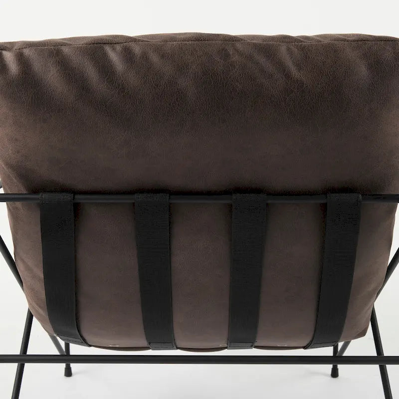 Leonidas Black Faux Leather w/Black Metal Frame Accent Chair
