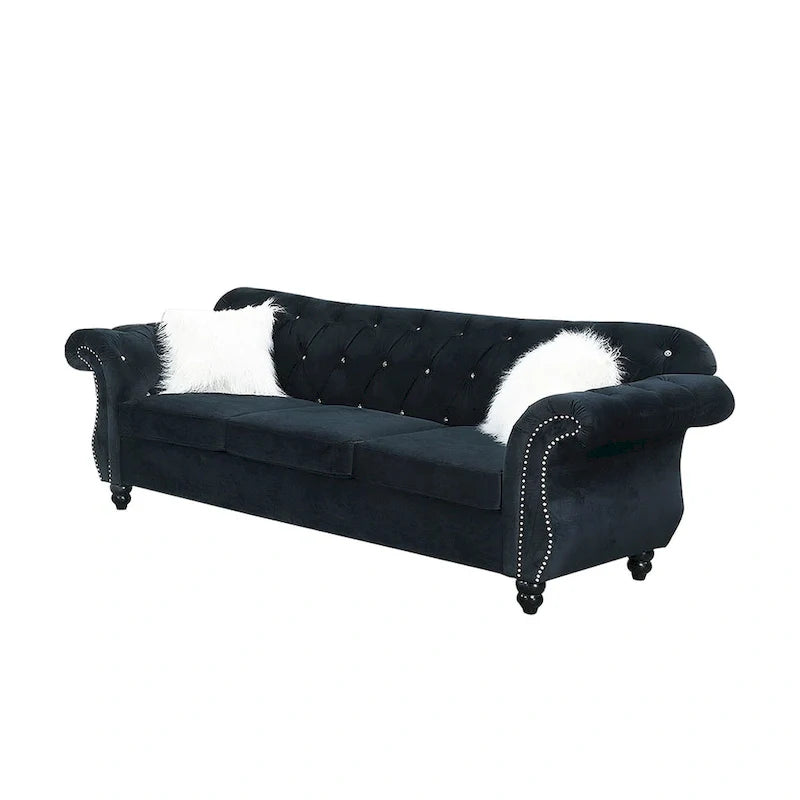 Living Room Sofa with Button Tufted Back