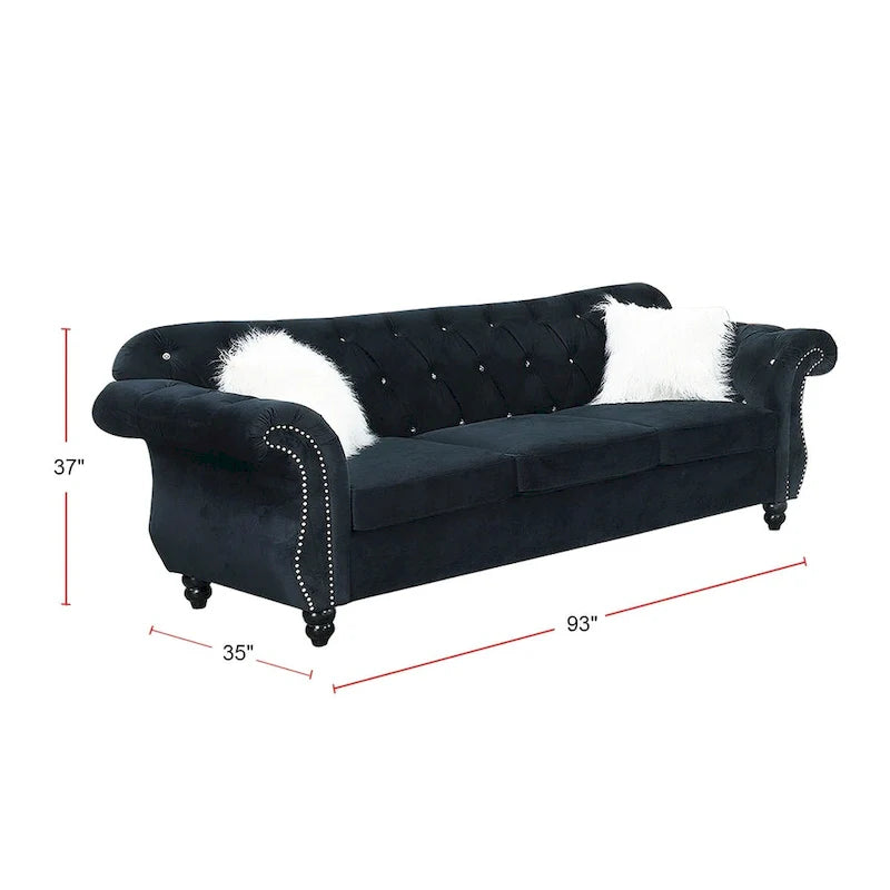 Living Room Sofa with Button Tufted Back
