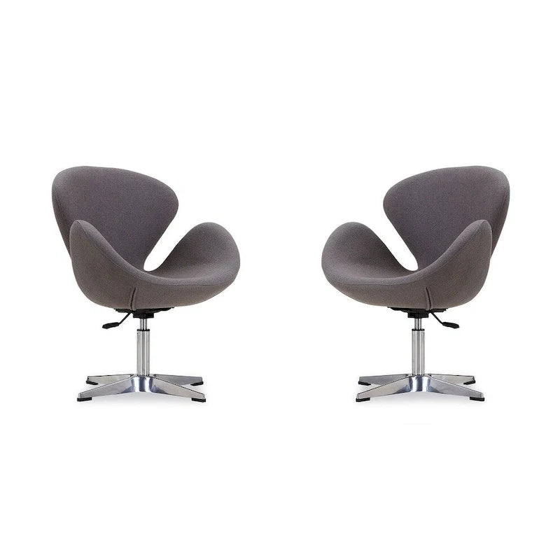 Manhattan Comfort Chrome Adjustable Swivel Chair (Set of 2)