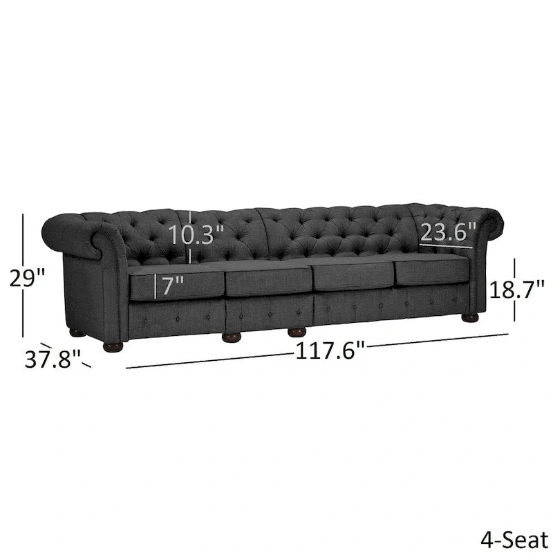 Knightsbridge Grey Extra Long Chesterfield Sofa by iNSPIRE Q Artisan