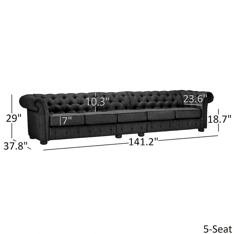 Knightsbridge Grey Extra Long Chesterfield Sofa by iNSPIRE Q Artisan