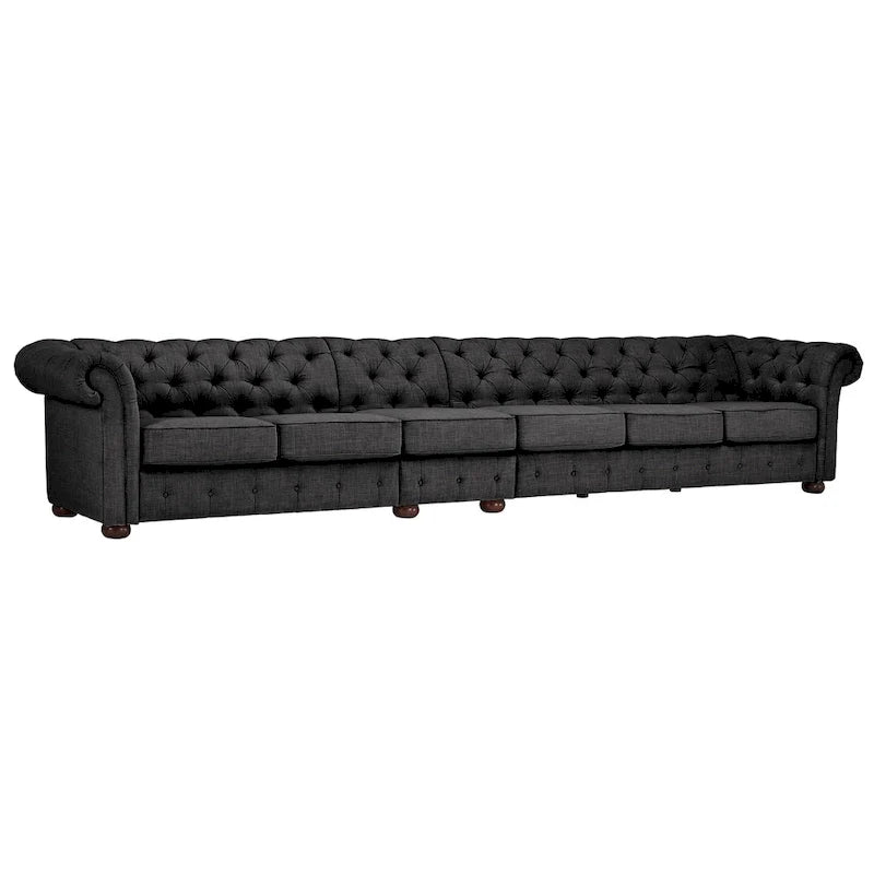 Knightsbridge Grey Extra Long Chesterfield Sofa by iNSPIRE Q Artisan