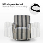 Pancy Traditional Swivel Armchair with Jacobean Strip Pattern Set of 2 by HULALA HOME