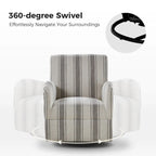 Pancy Traditional Swivel Armchair with Jacobean Strip Pattern Set of 2 by HULALA HOME