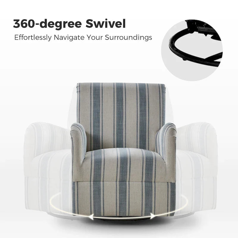 Pancy Traditional Swivel Armchair with Jacobean Strip Pattern Set of 2 by HULALA HOME