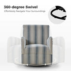 Pancy Traditional Swivel Armchair with Jacobean Strip Pattern Set of 2 by HULALA HOME