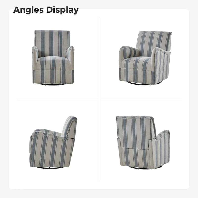 Pancy Traditional Swivel Armchair with Jacobean Strip Pattern Set of 2 by HULALA HOME