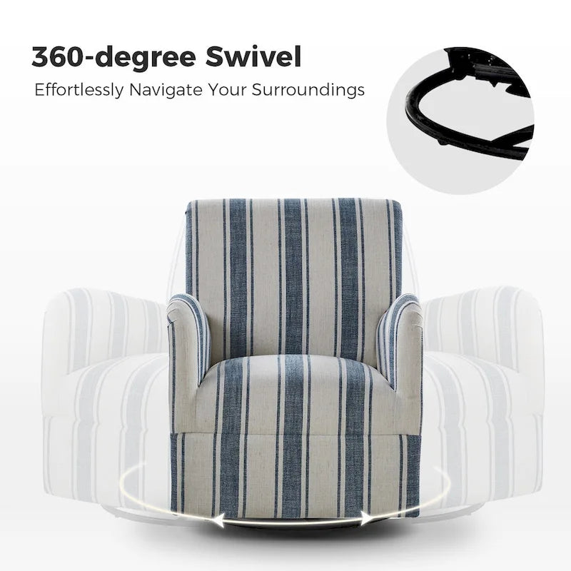 Pancy Traditional Swivel Armchair with Jacobean Strip Pattern Set of 2 by HULALA HOME