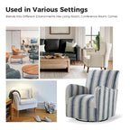 Pancy Traditional Swivel Armchair with Jacobean Strip Pattern Set of 2 by HULALA HOME