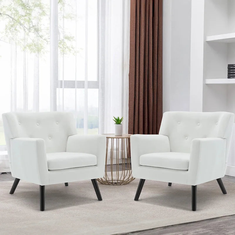 Velvet Upholstered Armchair Tufted Accent Chair, Set of 2 - 30.71H x 28.35 W x 27.56D
