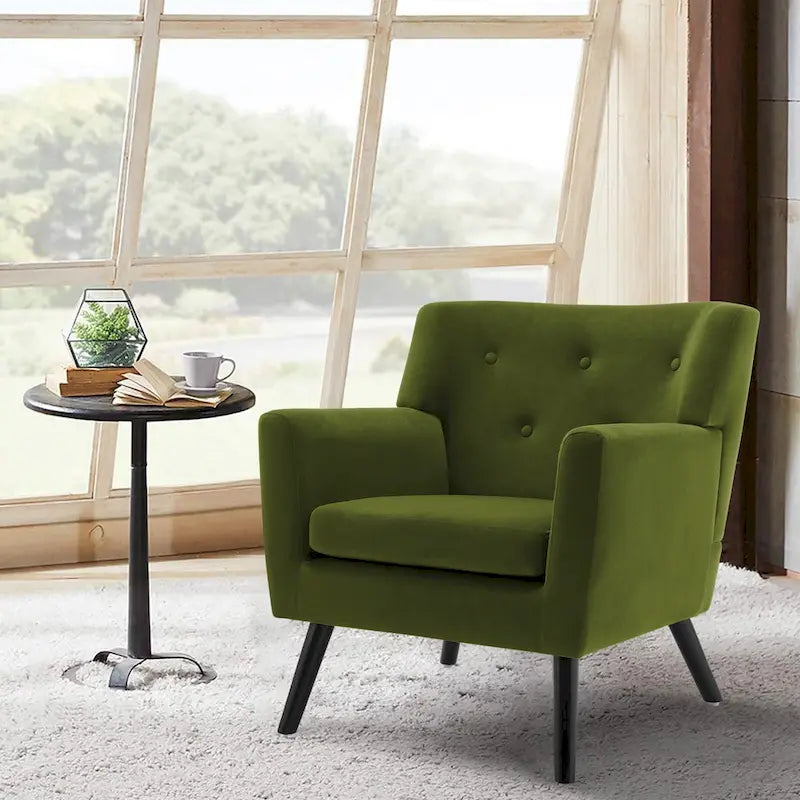 Velvet Upholstered Armchair Tufted Accent Chair, Set of 2 - 30.71H x 28.35 W x 27.56D