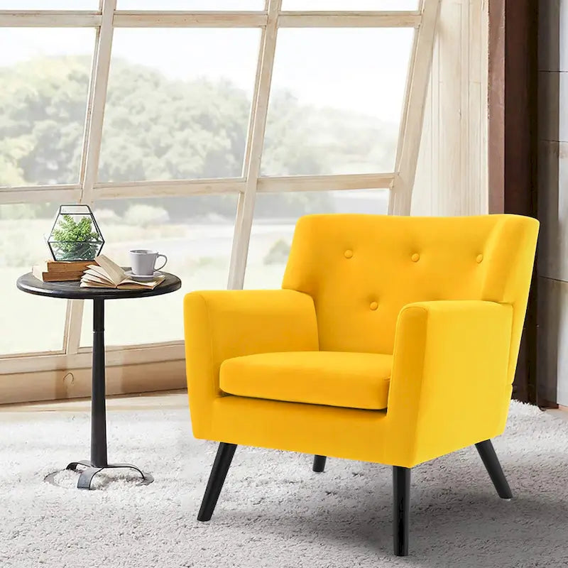 Velvet Upholstered Armchair Tufted Accent Chair, Set of 2 - 30.71H x 28.35 W x 27.56D