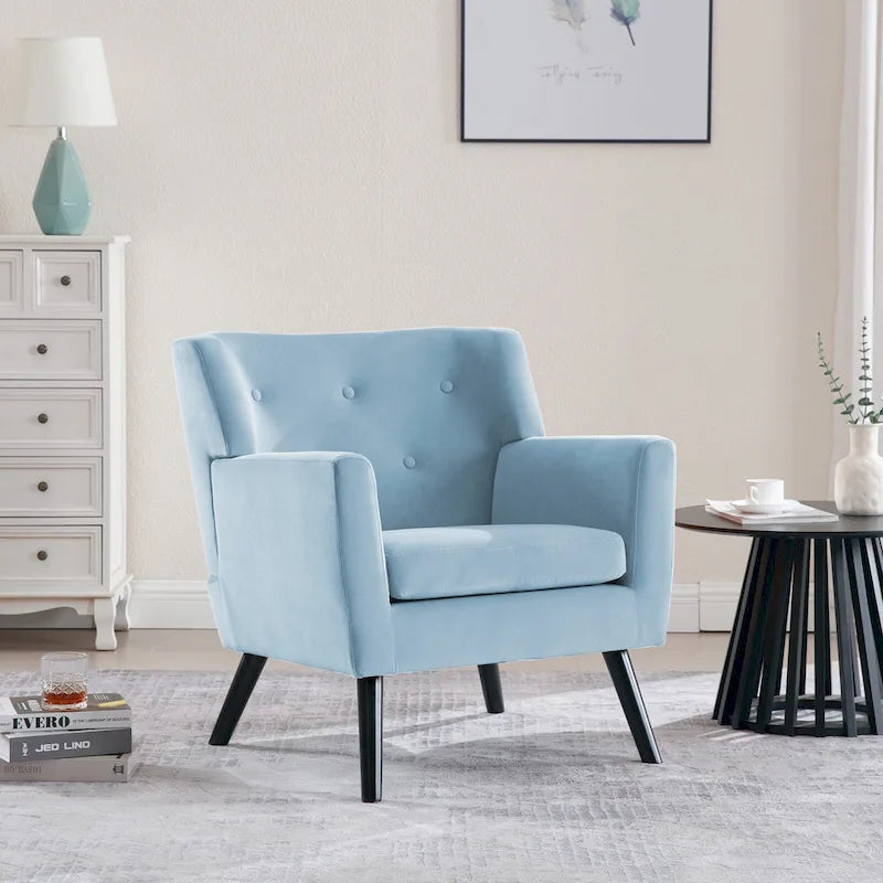 Velvet Upholstered Armchair Tufted Accent Chair, Set of 2 - 30.71H x 28.35 W x 27.56D