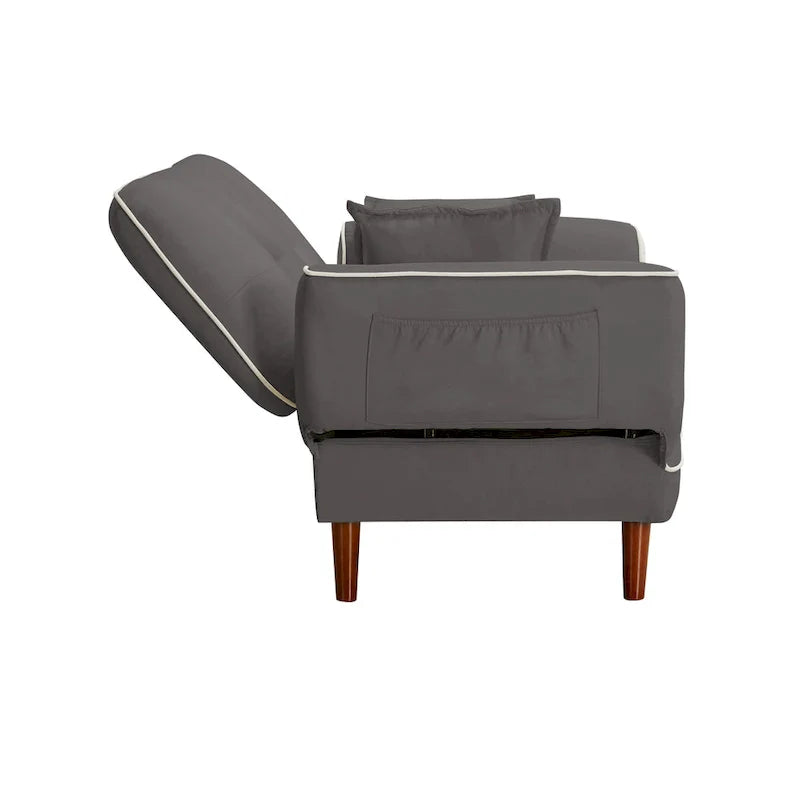 Multifunctional Sofa Bed Sleeper with 2 Pillows Beige Fabric