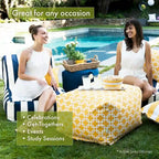 Majestic Home Goods Indoor Outdoor Towers Ottoman Pouf 27 in L x 27 in W x 17 in H