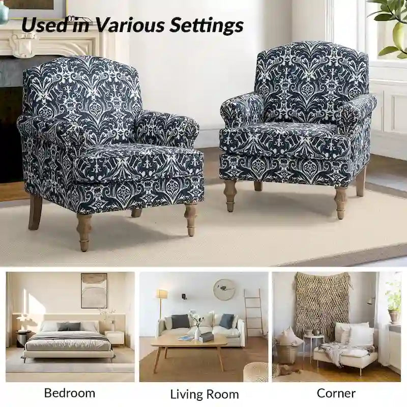 Yahweh Farmhouse Nailhead Armchair with Rolled Arms by HULALA HOME(Set of 2)