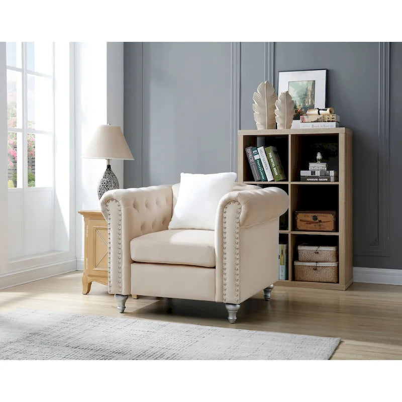 Raisa Velvet Crystal Accent Chair