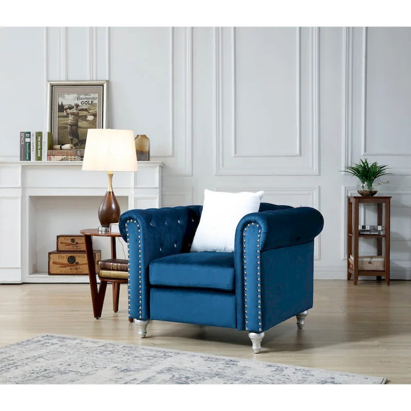 Raisa Velvet Crystal Accent Chair