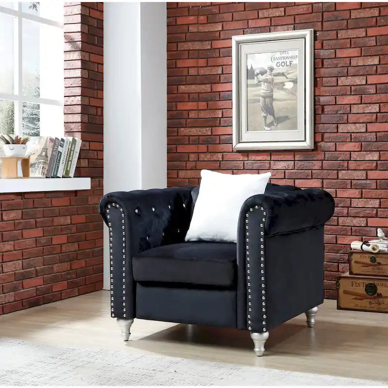 Raisa Velvet Crystal Accent Chair