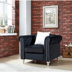 Raisa Velvet Crystal Accent Chair