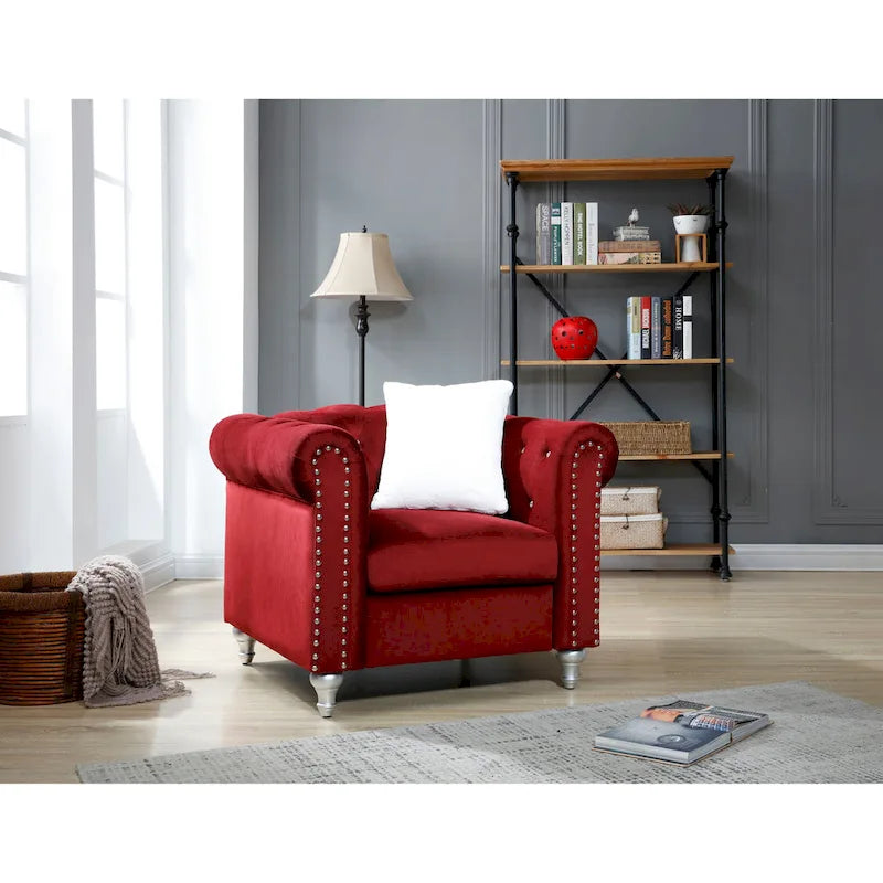 Raisa Velvet Crystal Accent Chair