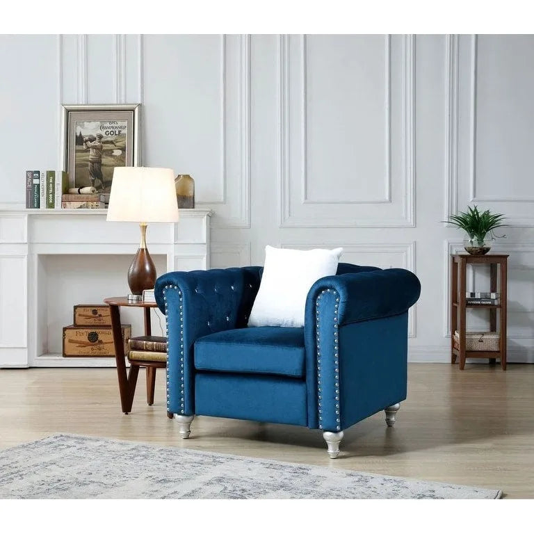 Raisa Velvet Crystal Accent Chair