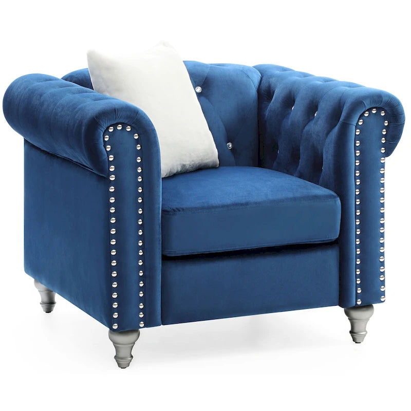 Raisa Velvet Crystal Accent Chair