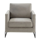 LeisureMod Lincoln Modern Velvet Arm Chair with Black Steel Frame - 35