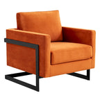 LeisureMod Lincoln Modern Velvet Arm Chair with Black Steel Frame - 35