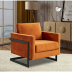 LeisureMod Lincoln Modern Velvet Arm Chair with Black Steel Frame - 35