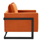 LeisureMod Lincoln Modern Velvet Arm Chair with Black Steel Frame - 35