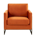 LeisureMod Lincoln Modern Velvet Arm Chair with Black Steel Frame - 35