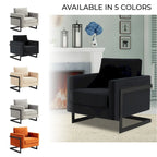 LeisureMod Lincoln Modern Velvet Arm Chair with Black Steel Frame - 35