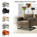 LeisureMod Lincoln Modern Velvet Arm Chair with Black Steel Frame - 35