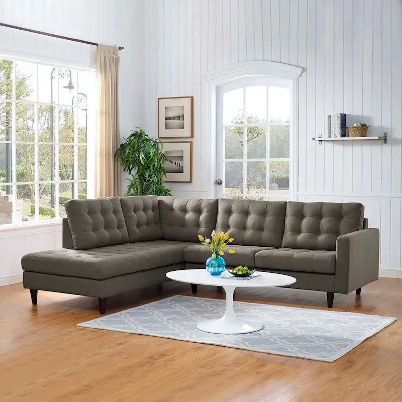 2 Piece Upholstered Fabric Left Facing Bumper Sectional