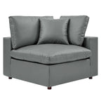 Commix Down Filled Overstuffed Vegan Leather 5-Piece Sectional Sofa