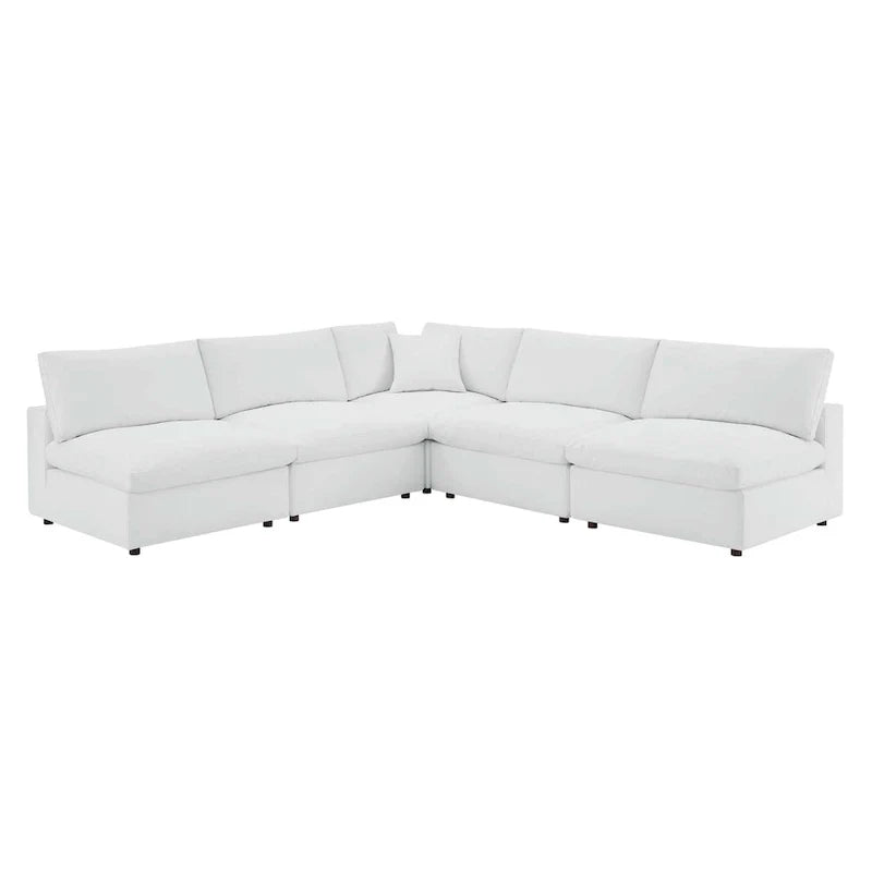 Commix Down Filled Overstuffed Vegan Leather 5-Piece Sectional Sofa