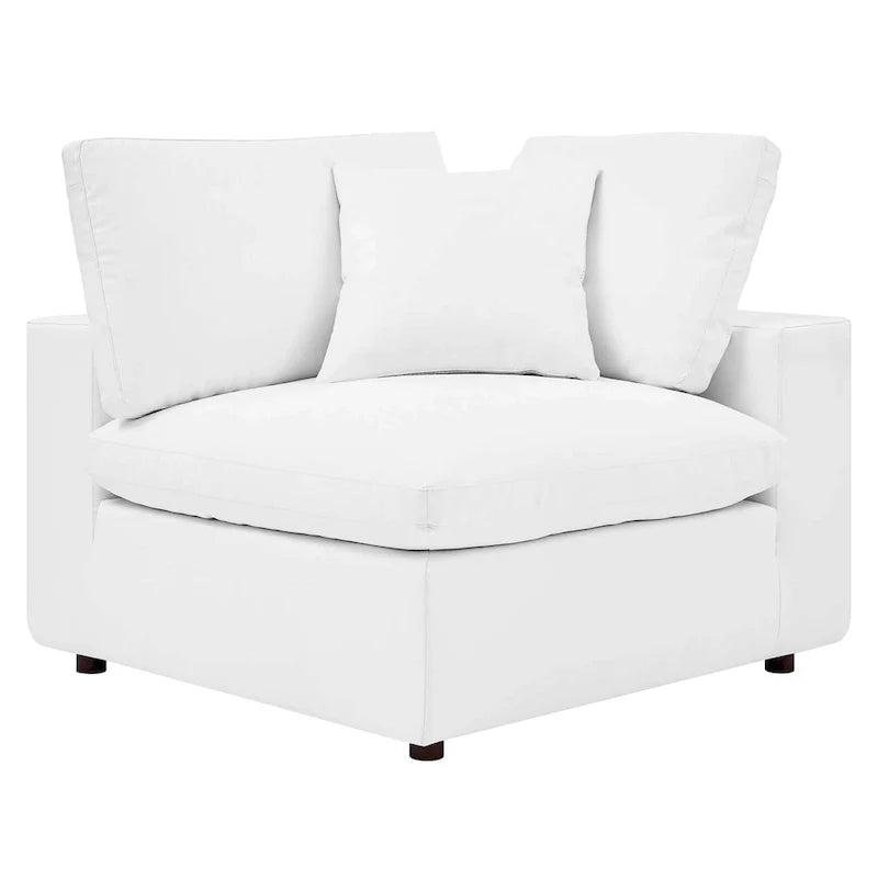 Commix Down Filled Overstuffed Vegan Leather 5-Piece Sectional Sofa