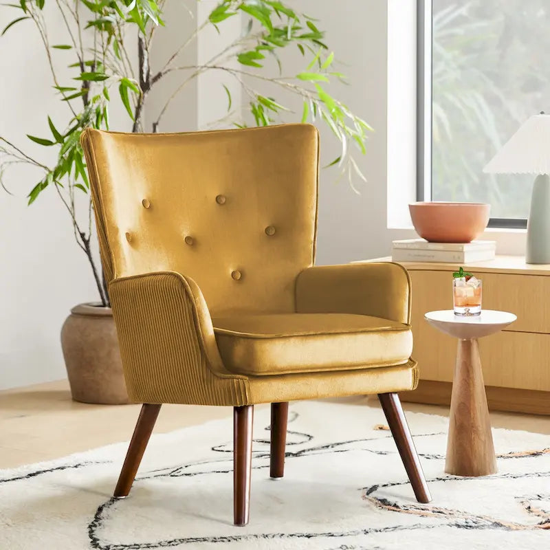 Modern Upholstered Velvet Wingback Accent Arm Chair, Set of 2 - 36.6 H x 28 W x 28.4 D