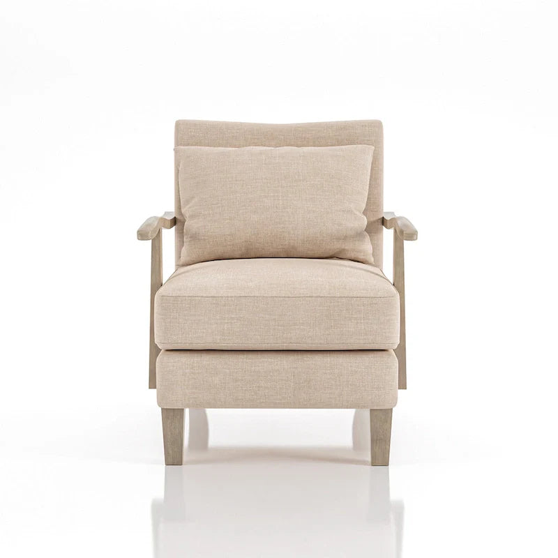 Cova Contemporary Beige Fabric Vinyl Accent Chair by Furniture of America