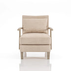 Cova Contemporary Beige Fabric Vinyl Accent Chair by Furniture of America